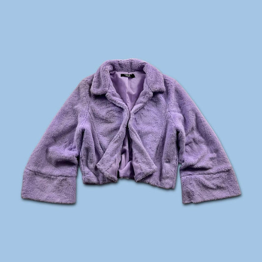VINTAGE Y2K FAUX FUR JACKET LILAC PURPLE