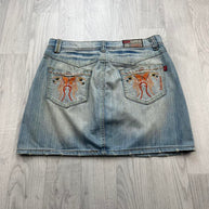 VINTAGE Y2K REMINISCENCE DENIM EMBROIDERED MINI SKIRT BLUE