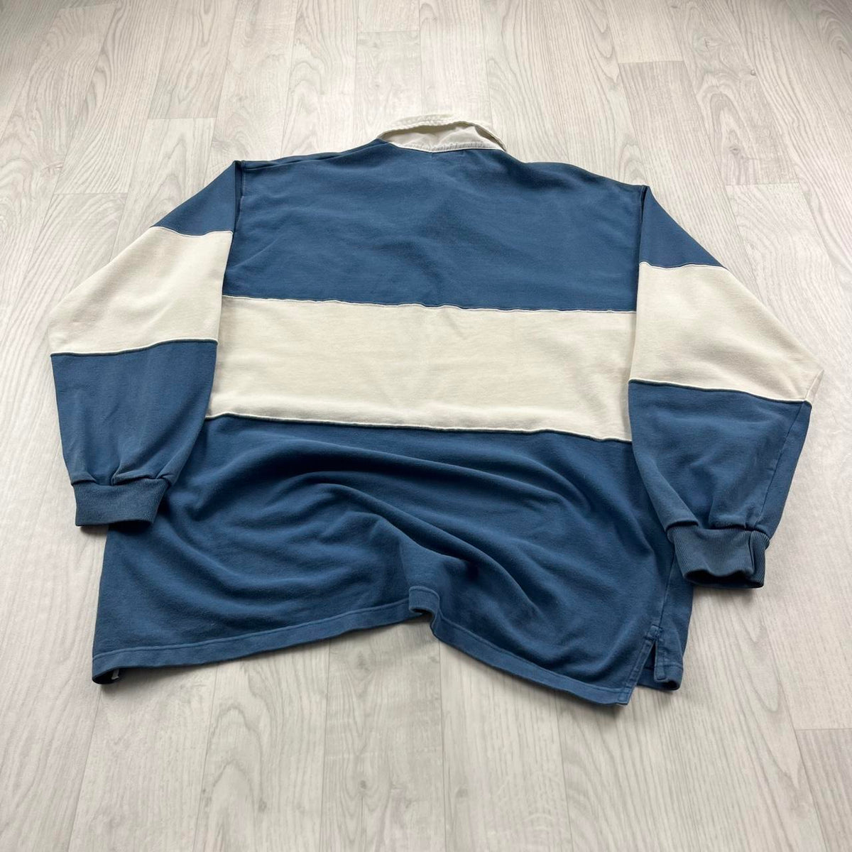 VINTAGE Y2K NAF NAF STRIPED LONG SLEEVE RUGBY POLO SHIRT