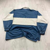 VINTAGE Y2K NAF NAF STRIPED LONG SLEEVE RUGBY POLO SHIRT