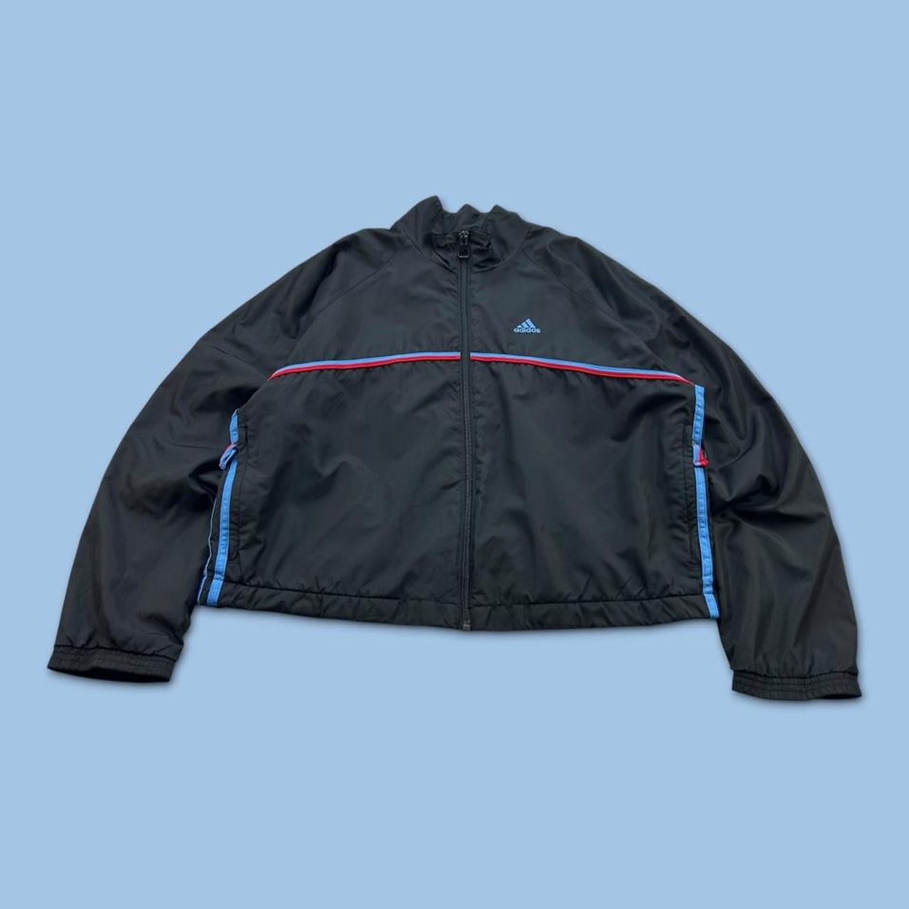 VINTAGE 90s ADIDAS CROPPED WINDBREAKER TRACK JACKET BLACK