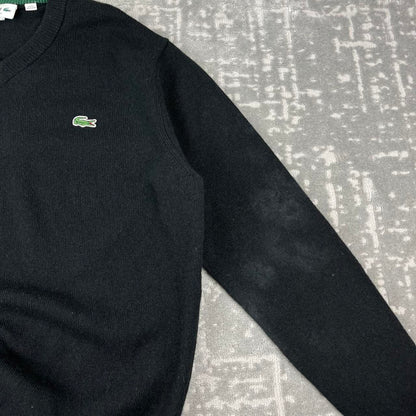 VINTAGE Y2K LACOSTE WOOL KNITTED JUMPER BLACK