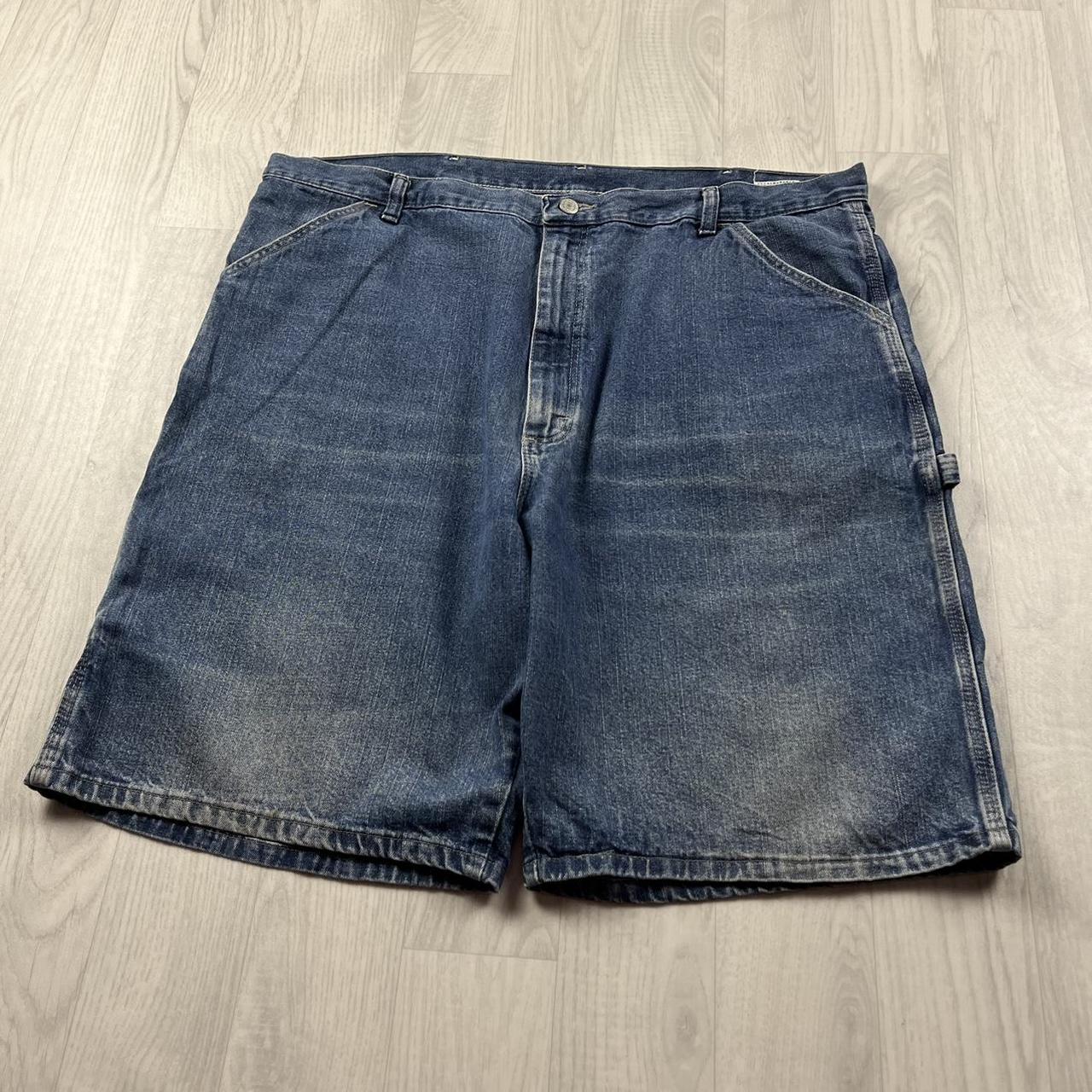 VINTAGE 00s WRANGLER BAGGY LOOSE CARPENTER JORTS BLUE