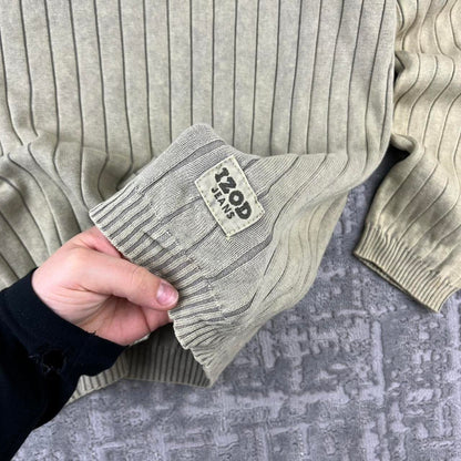 VINTAGE Y2K IZOD JEANS RIBBED ESSENTIAL KNITTED JUMPER CREAM