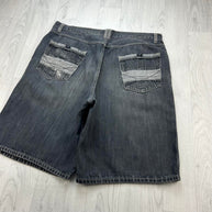 VINTAGE Y2K CSG BAGGY EMBROIDERED JORTS BLACK