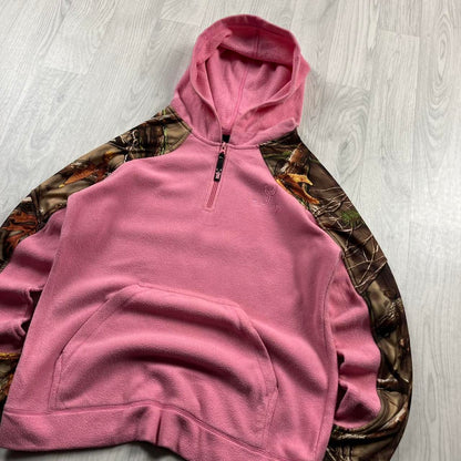 VINTAGE REALTREE QUARTER ZIP FLEECE HOODIE CAMO PINK