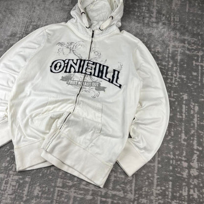 VINTAGE Y2K ONEILL SPELL OUT HOODIE WHITE