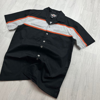 VINTAGE Y2K HARLEY DAVIDSON SHORT SLEEVE BUTTON UP SHIRT BLACK