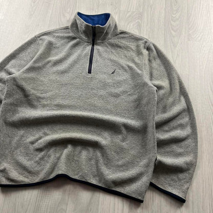 VINTAGE Y2K NAUTICA QUARTER ZIP FLEECE SWEATSHIRT GREY