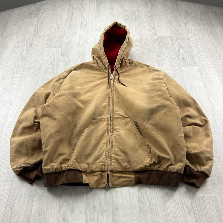 VINTAGE Y2K KEY ACTIVE HOODED WORKWEAR BOMBER JACKET TAN