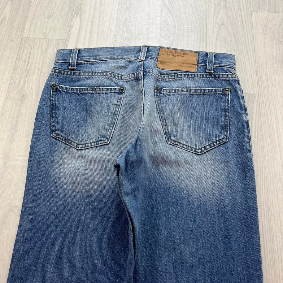 VINTAGE Y2K BENETTON LOW RISE BOOTCUT JEANS BLUE