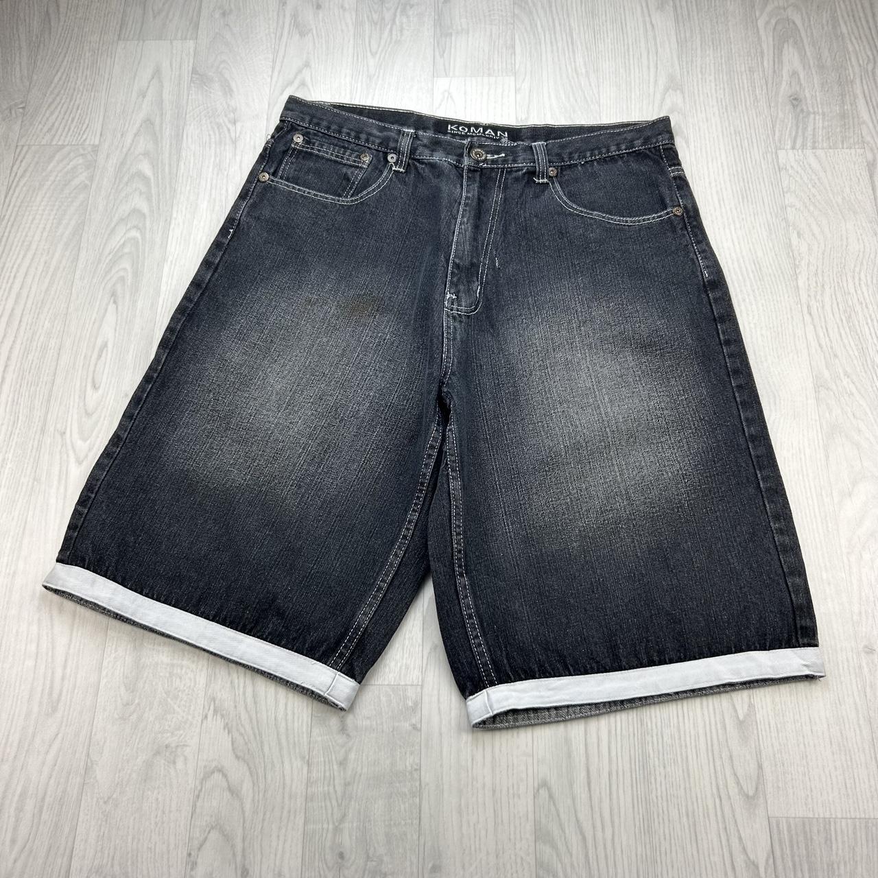 VINTAGE Y2K KOMAN BAGGY DENIM JORTS BLACK