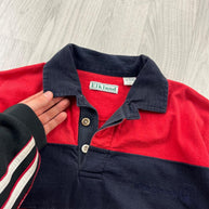 VINTAGE Y2K STRIPED LONG SLEEVE RUGBY POLO SHIRT RED NAVY