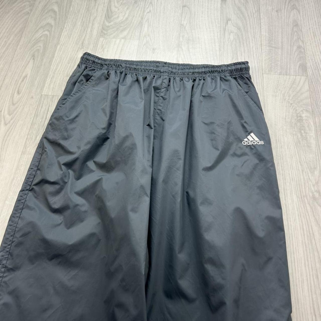 VINTAGE Y2K ADIDAS BAGGY SHELL TRACKSUIT BOTTOMS GREY