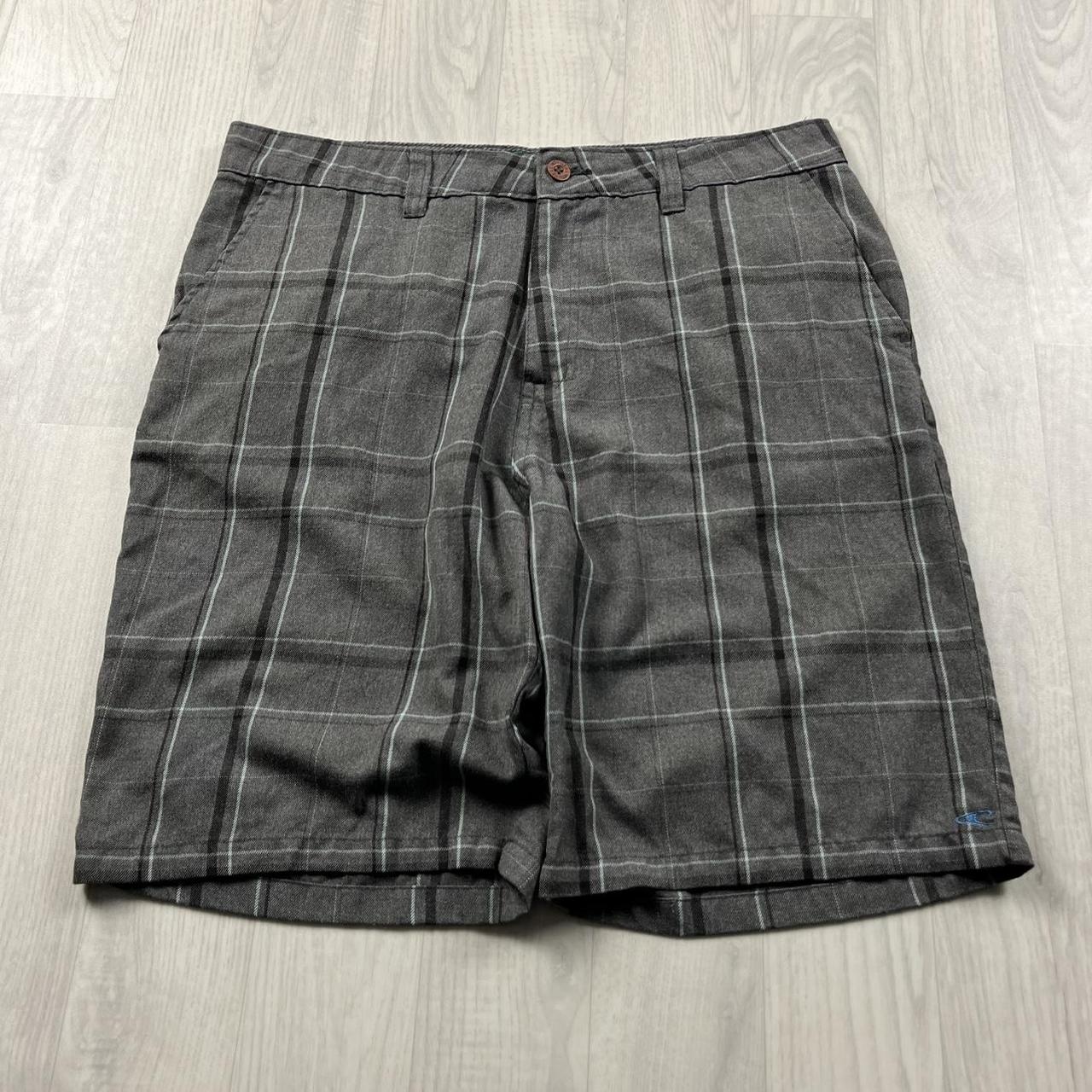 VINTAGE Y2K O’NEILL CHECKERED BAGGY LOOSE SURF SHORTS GREY