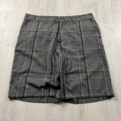 VINTAGE Y2K O’NEILL CHECKERED BAGGY LOOSE SURF SHORTS GREY