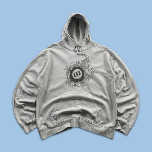 VINTAGE Y2K ANIMAL GRAPHIC HOODIE GREY WHITE