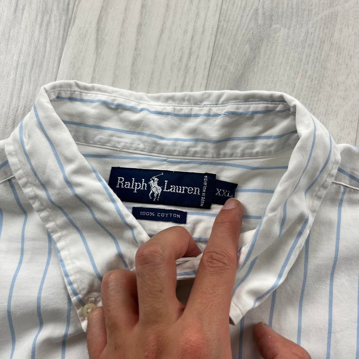 VINTAGE 00s RALPH LAUREN STRIPED CROPPED SHORT SLEEVE BUTTON UP SHIRT WHITE