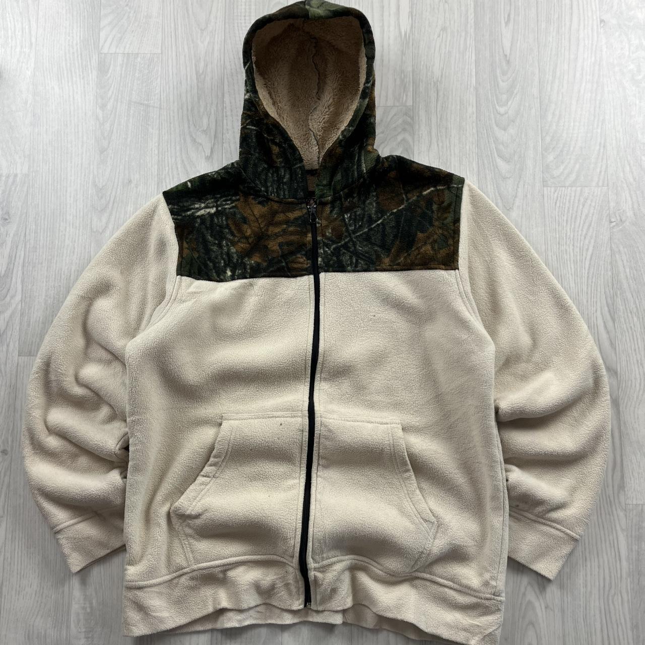 VINTAGE REALTREE ZIP UP FLEECE HOODIE CAMO CREAM