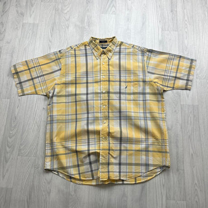 VINTAGE Y2K NAUTICA SHORT SLEEVE SHIRT YELLOW