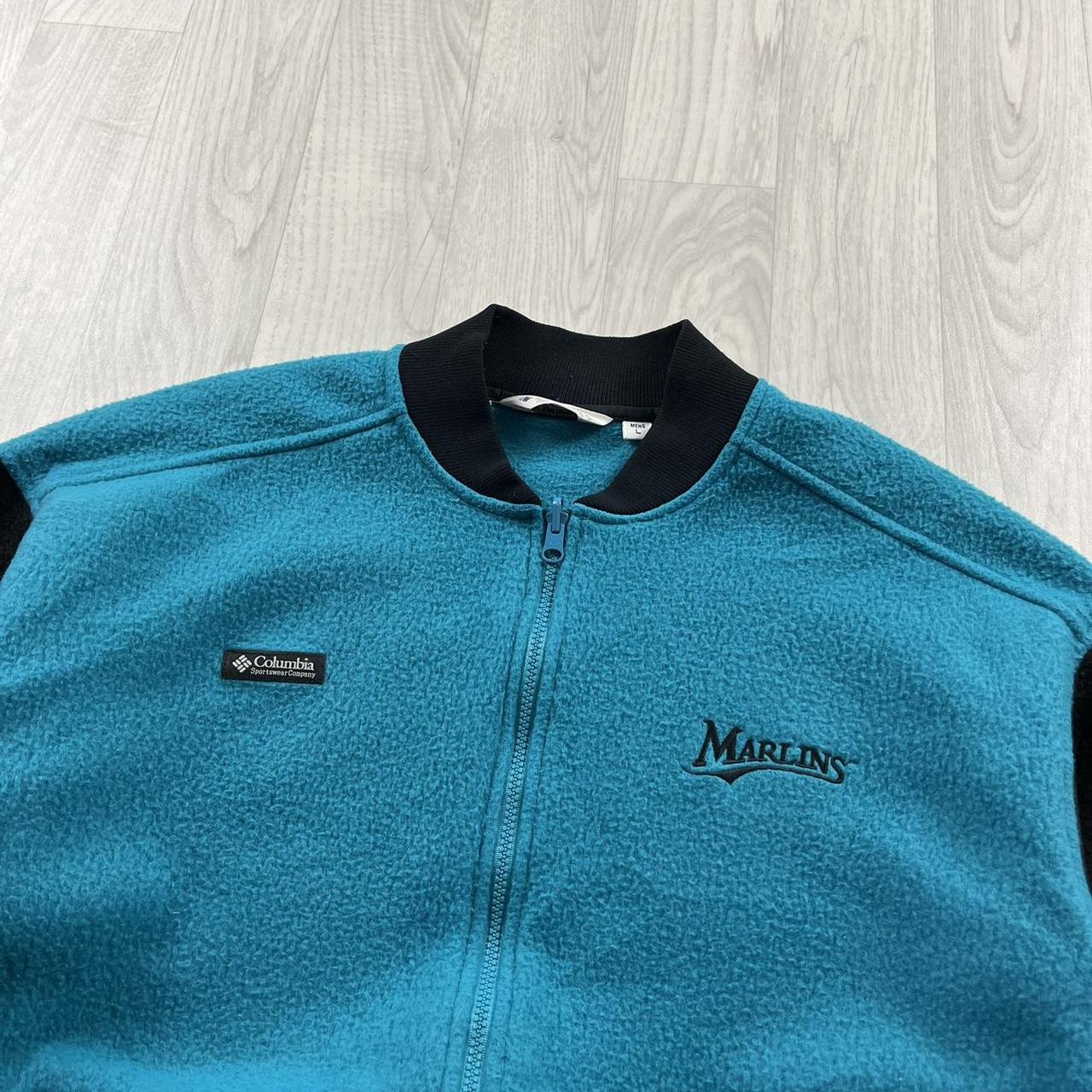 VINTAGE Y2K COLUMBIA MIAMI MARLINS ZIP UP FLEECE TURQUOISE BLACK