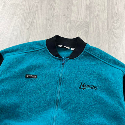 VINTAGE Y2K COLUMBIA MIAMI MARLINS ZIP UP FLEECE TURQUOISE BLACK