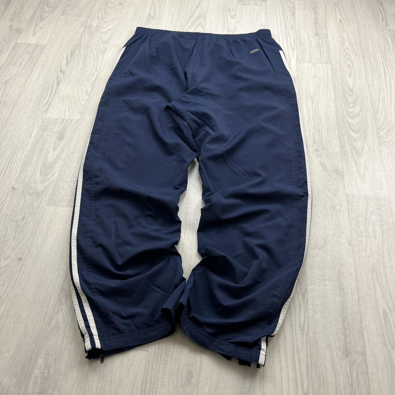 VINTAGE Y2K ADIDAS SIDE STRIPE BAGGY TRACKSUIT BOTTOMS NAVY