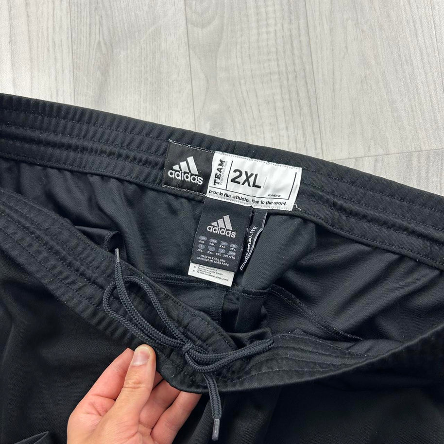 VINTAGE Y2K ADIDAS SIDE STRIPE WIDE LEG TRACKSUIT BOTTOMS BLACK