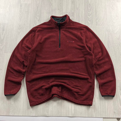 VINTAGE Y2K TIMBERLAND QUARTER ZIP WAFFLE KNIT SWEATSHIRT BURGUNDY