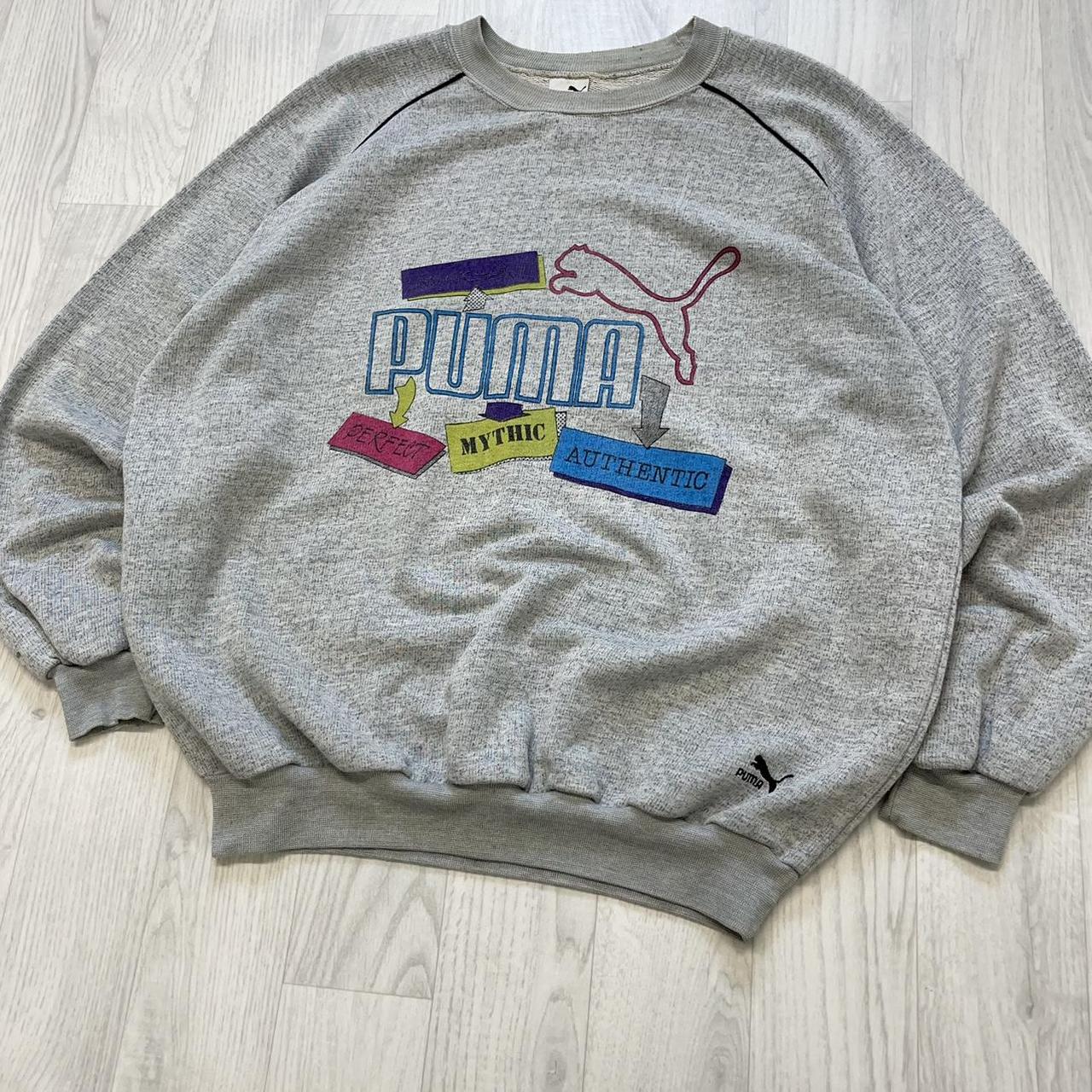 VINTAGE 90s PUMA GRAPHIC SWEATSHIRT GREY