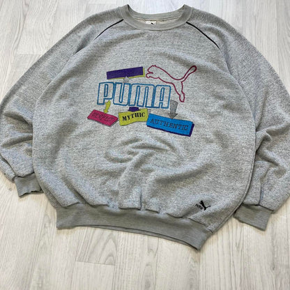 VINTAGE 90s PUMA GRAPHIC SWEATSHIRT GREY
