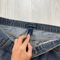 VINTAGE Y2K US POLO ASSN BAGGY DENIM JORTS NAVY BLUE
