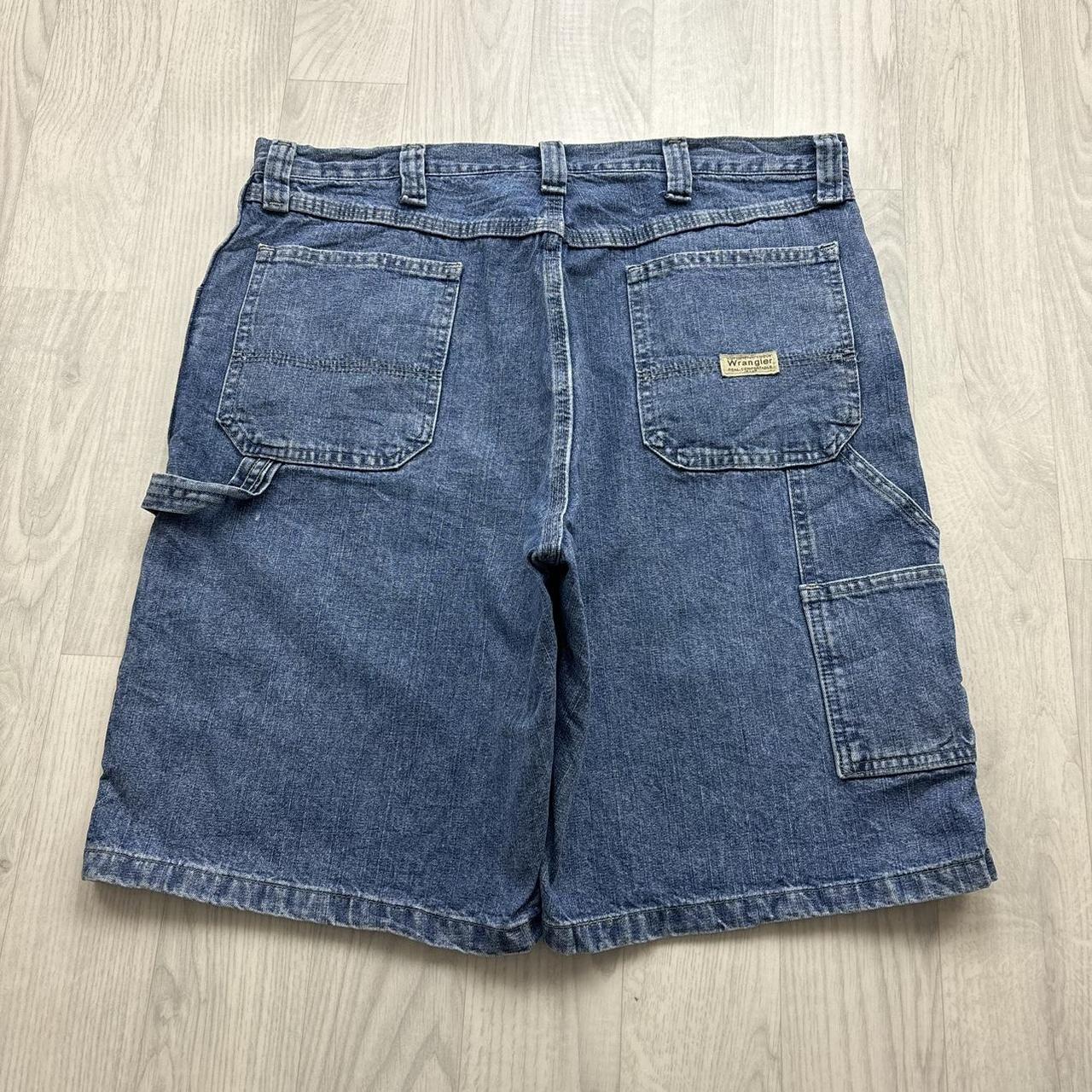 VINTAGE 00s WRANGLER BAGGY LOOSE CARPENTER JORTS BLUE