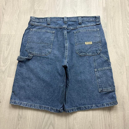 VINTAGE 00s WRANGLER BAGGY LOOSE CARPENTER JORTS BLUE
