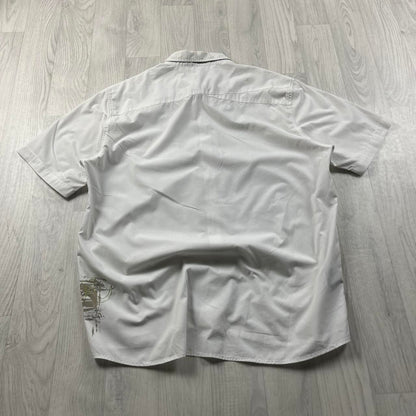 VINTAGE Y2K QUIKSILVER GRAPHIC SHORT SLEEVE SHIRT WHITE