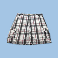 VINTAGE Y2K WRANGLER BAGGY CHECKERED PLAID CARGO SHORTS WHITE
