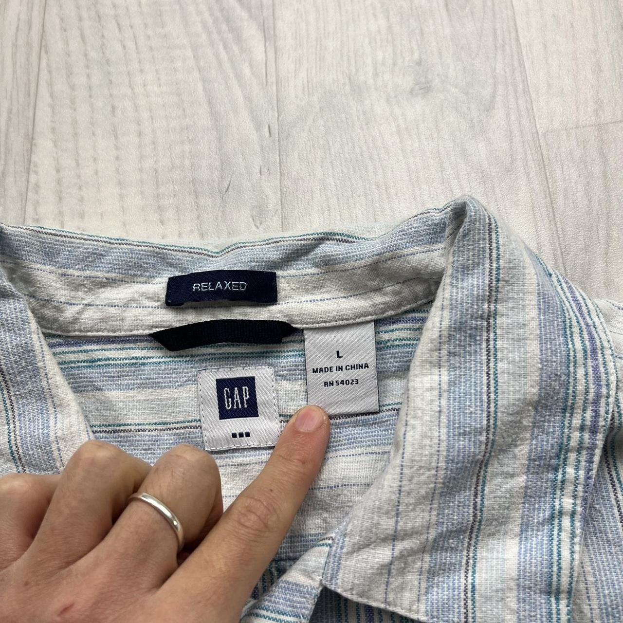 VINTAGE Y2K GAP STRIPED SHORT SLEEVE SHIRT WHITE / BLUE