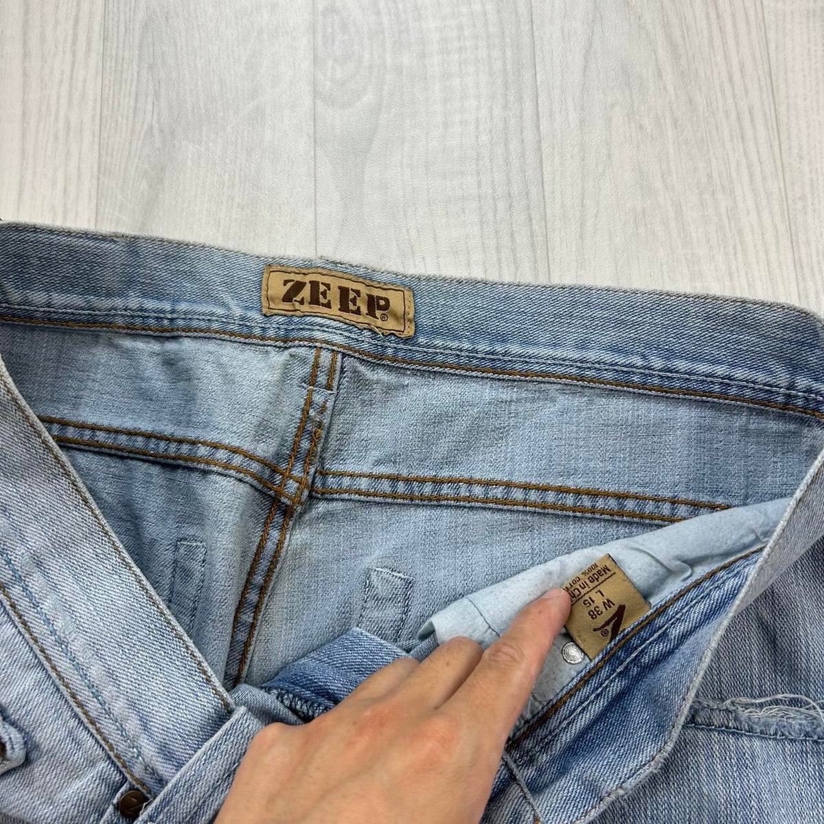 VINTAGE Y2K ZEEP BAGGY DENIM JORTS BLUE