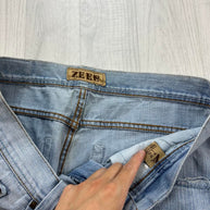 VINTAGE Y2K ZEEP BAGGY DENIM JORTS BLUE