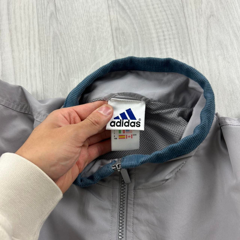 VINTAGE 90s ADIDAS QUARTER ZIP LIGHTWEIGHT JACKET GREY