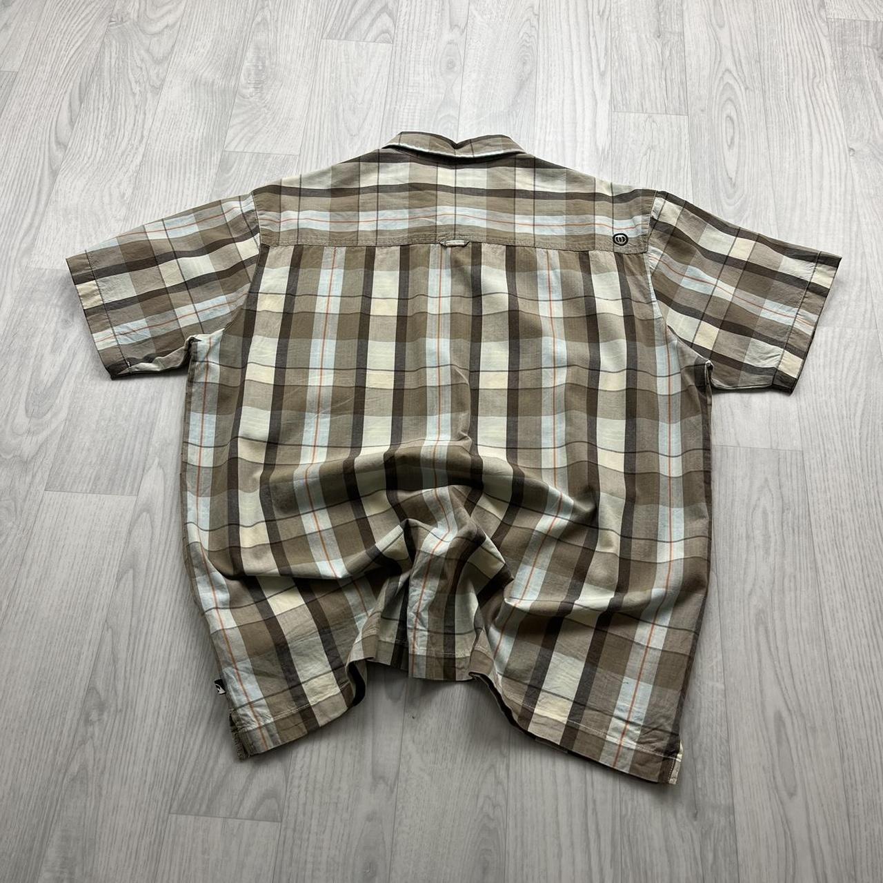 VINTAGE Y2K ANIMAL CHECKERED SHORT SLEEVE SHIRT BROWN / CREAM