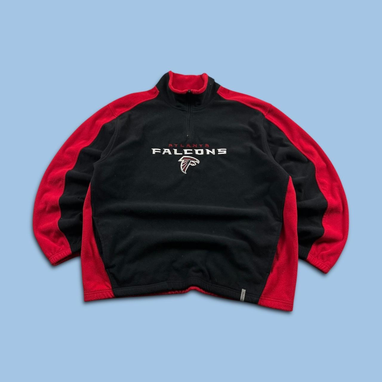 VINTAGE Y2K REEBOK ATLANTA FALCONS QUARTER ZIP FLEECE SWEATSHIRT BLACK RED