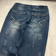 VINTAGE Y2K BAGGY DISTRESSED JEANS NAVY BLUE
