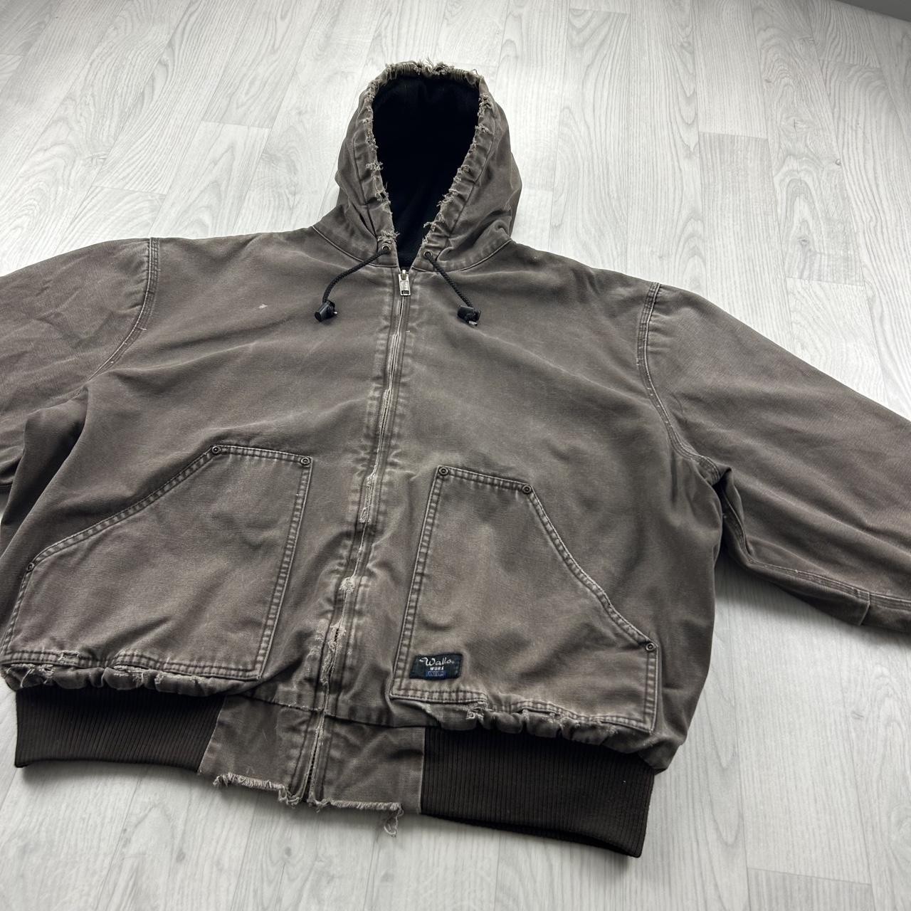 VINTAGE Y2K WALLS HOODED ACTIVE WORKWEAR BOMBER JACKET BROWN