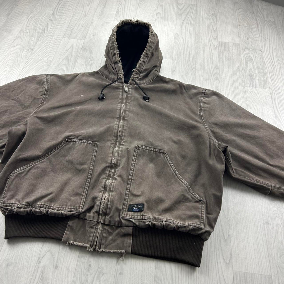 VINTAGE Y2K WALLS HOODED ACTIVE WORKWEAR BOMBER JACKET BROWN