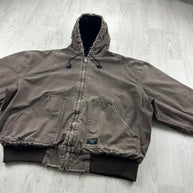 VINTAGE Y2K WALLS HOODED ACTIVE WORKWEAR BOMBER JACKET BROWN