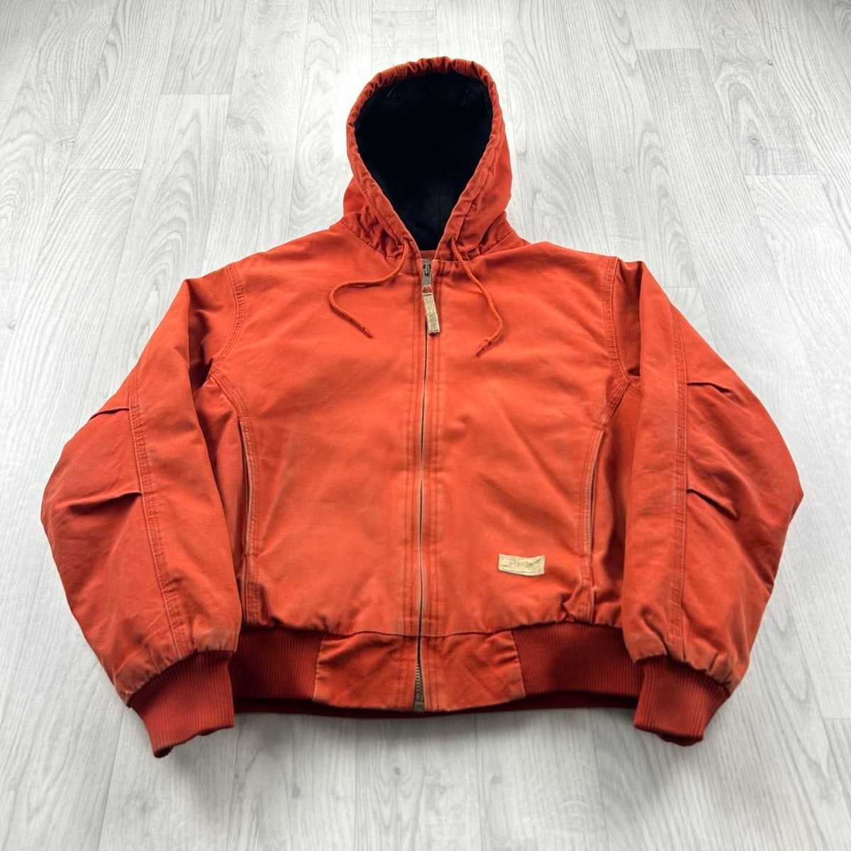 VINTAGE Y2K BERNE HOODED ACTIVE WORKWEAR BOMBER JACKET ORANGE