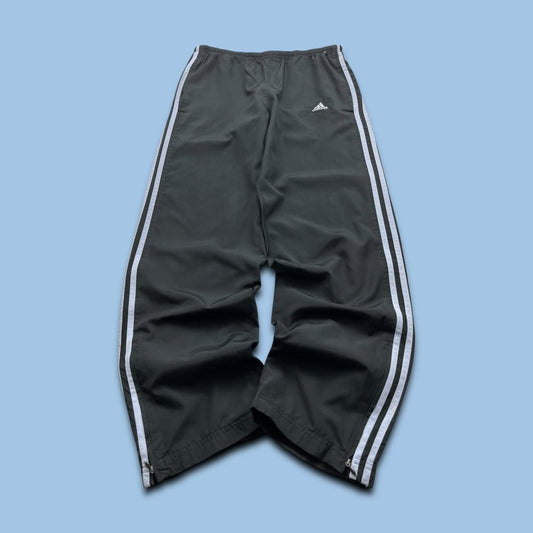 VINTAGE Y2K ADIDAS LOW RISE SIDE STRIPE BAGGY TRACKSUIT BOTTOMS BLACK LILAC (S Ws)