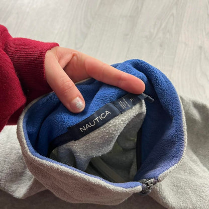 VINTAGE Y2K NAUTICA QUARTER ZIP FLEECE SWEATSHIRT GREY