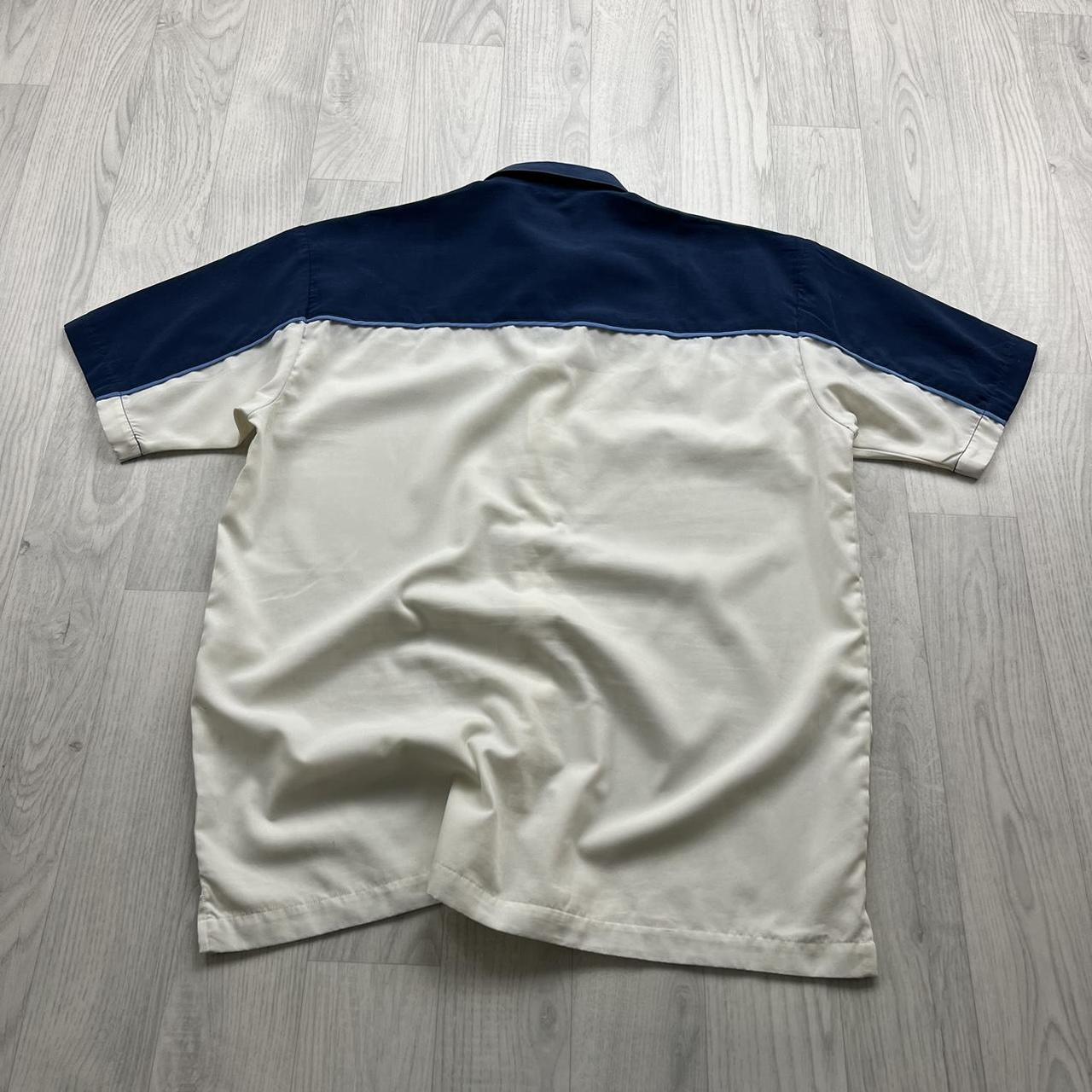 VINTAGE Y2K PETROLEUM SHORT SLEEVE SHIRT NAVY / WHITE